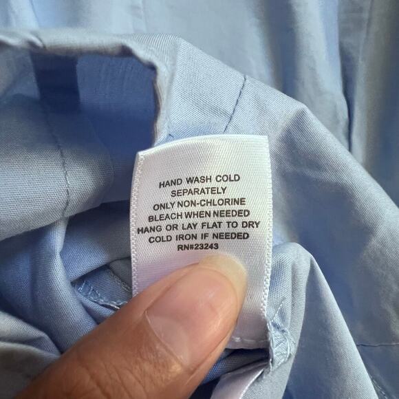 Women's Cotton Blend Lace Blue Button Up Tops Puff Sleeve NY&C Blouse Size XL - Picture 7 of 7